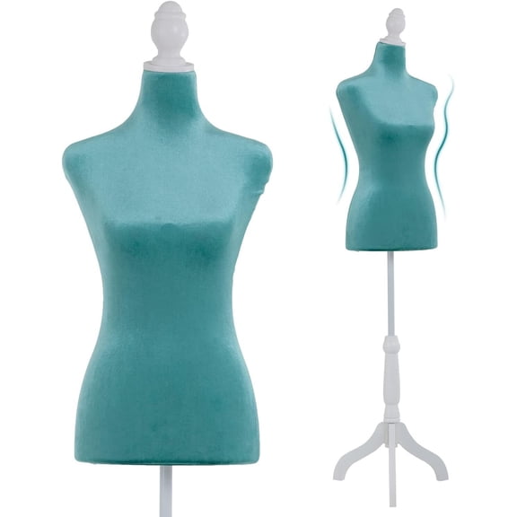 SSyao Female Mannequin, 50-63 Inch Height Adjustable Dress Form, Torso Manikin w/ Stand, Green