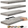 thumbnail image 1 of SSyao  Floating Shelves, Shelves for Bedroom, Kitchen, Living Room, Bathroom Shelves Over The Toilet, Home Decor, Farmhouse Style, 24 x 9 Inch Wall Mounted Floating Shelves for Wall (4 Pack), 1 of 7