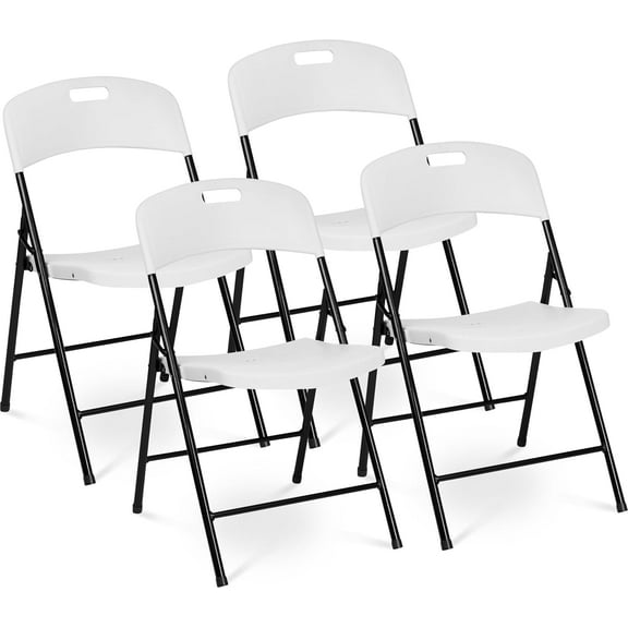 SSyao Folding Chair, Indoor Outdoor Plastic Commercial Stackable Foldable Guest Chairs for Events Office Wedding Party Picnic Kitchen Dining, 350lb Capacity (White, 2 Pack)