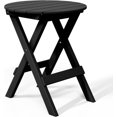 thumbnail image 1 of SSyao HDPE Outdoor Folding Dining Table, 24.5 Inch Round Portable Patio Table, All-Weather Bistro Table for Garden, Balcony, Deck, Porch, or Backyard, Black, 1 of 9