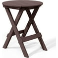 thumbnail image 1 of SSyao HDPE Outdoor Folding Dining Table, 24.5 Inch Round Portable Patio Table, All-Weather Bistro Table for Garden, Balcony, Deck, Porch, or Backyard, Dark Brown, 1 of 10