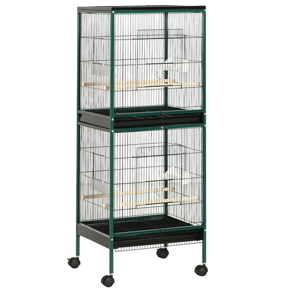 SSyao Heavy-Duty Bird Cage with Steel Wire, 1.7 ft. Wide and Multi-Door,Green