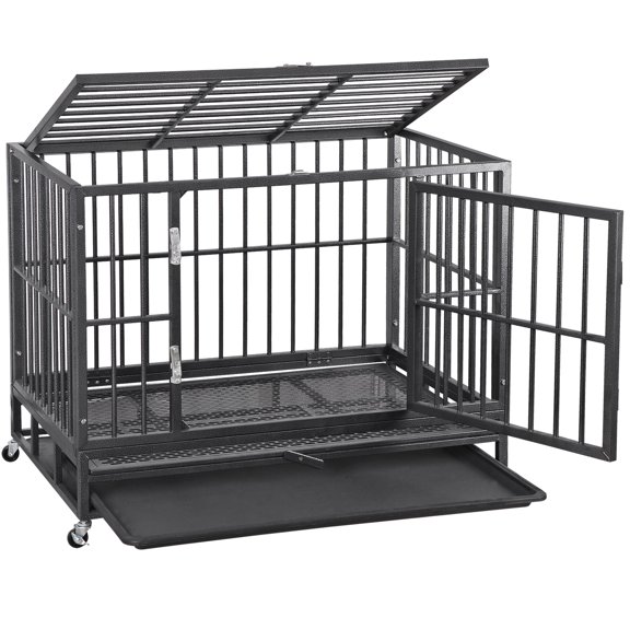SSyao Indestructible Heavy Duty Dog Crate For Large Breeds Built With Robust Steel