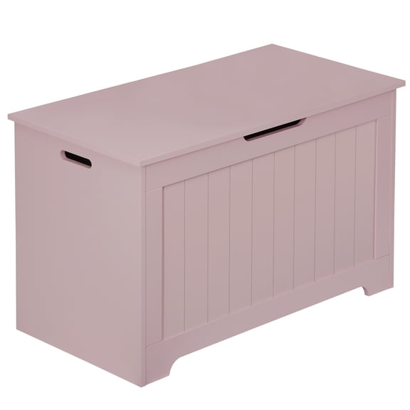 SSyao Lift Top Entryway Storage Chest 2 Safety Hinge Wooden Toy Box Bench, Pink
