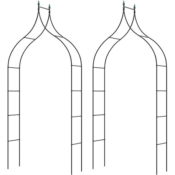 SSyao Metal Garden Arch Trellis - 9.5 FT Wedding Arbor for Ceremony, Garden Arbor for Climbing Plants Rose, Gothic Style Outdoor Archway for Lawn Backdrop Backyard Party Decoration-2