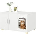 thumbnail image 1 of SSyao Modern Cat Litter Box Enclosure Furniture as End Side Table, Stackable Litter Box Furniture-Front Entry-White, 1 of 9