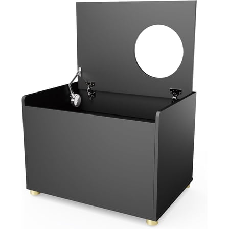 SSyao Modern Cat Litter Box Enclosure Furniture as End Side Table, Stackable Litter Box Furniture-Top Entry-Black