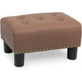 thumbnail image 1 of SSyao Nailhead Trim & Legs, PU Leather Ottoman Footrest with Storage, Stable Footstool for Couch, Living Room, Bedroom, 440lbs Capacity, Brown, 1 of 9