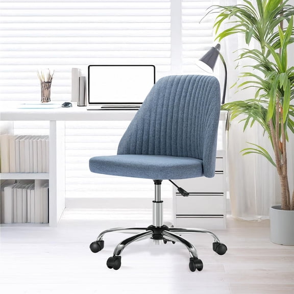SSyao Office Chair Adjustable Height Swivel Rolling Chairs for Bedroom Adult Blue