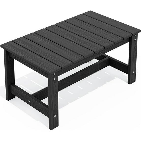 SSyao Outdoor Coffee Table, HDPE All-Weather Rectangular Patio Table, Heavy Duty Small Side Table for Balcony, Deck, Garden, Poolside Furniture,1 Piece-black