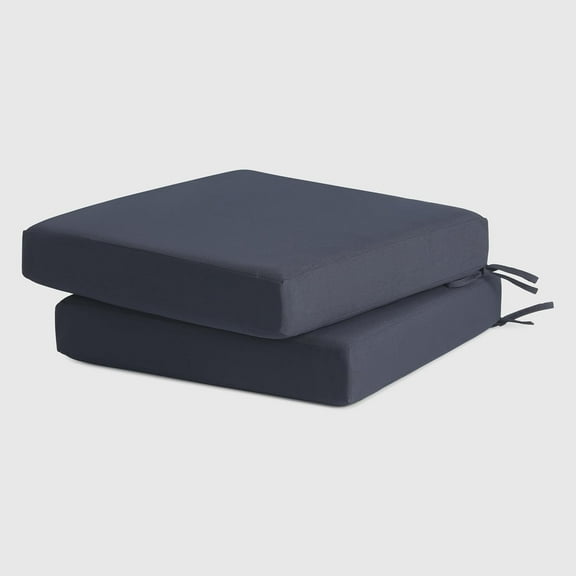 SSyao Outdoor Patio Furniture Chair Cushions, Set of 2 Square Seat Pads, 20" x 19" Weather-Resistant Cushions for Garden, Porch, Deck, or Balcony Seating, Navy Blue