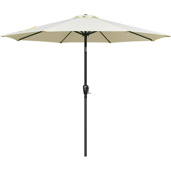 SSyao Patio Outdoor Market Table Umbrella with Button Tilt & 6/8 Sturdy Ribs, Beige-7.5 ft