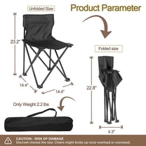 SSyao Portable Folding Camping Chair with Carry Bag Small Black, Small:14.4in D x 14.4in W x 23.2in H