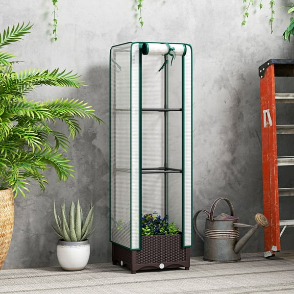 SSyao Raised Flower Bed with Trellis – Elevated Planter for Climbing Vines, Flowers & Vegetables, Durable Garden Structure,15.7" W x 15.7" D x 48.8" H