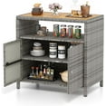 thumbnail image 1 of SSyao Rattan Outdoor Storage Cabinet,All-Weather Wicker Patio Cabinet with Acacia Wood Countertop,Open Shelf & Double Doors,Outdoor Bar Sideboard for Garden,Backyard,Deck,or Poolside (Mix Grey), 1 of 10