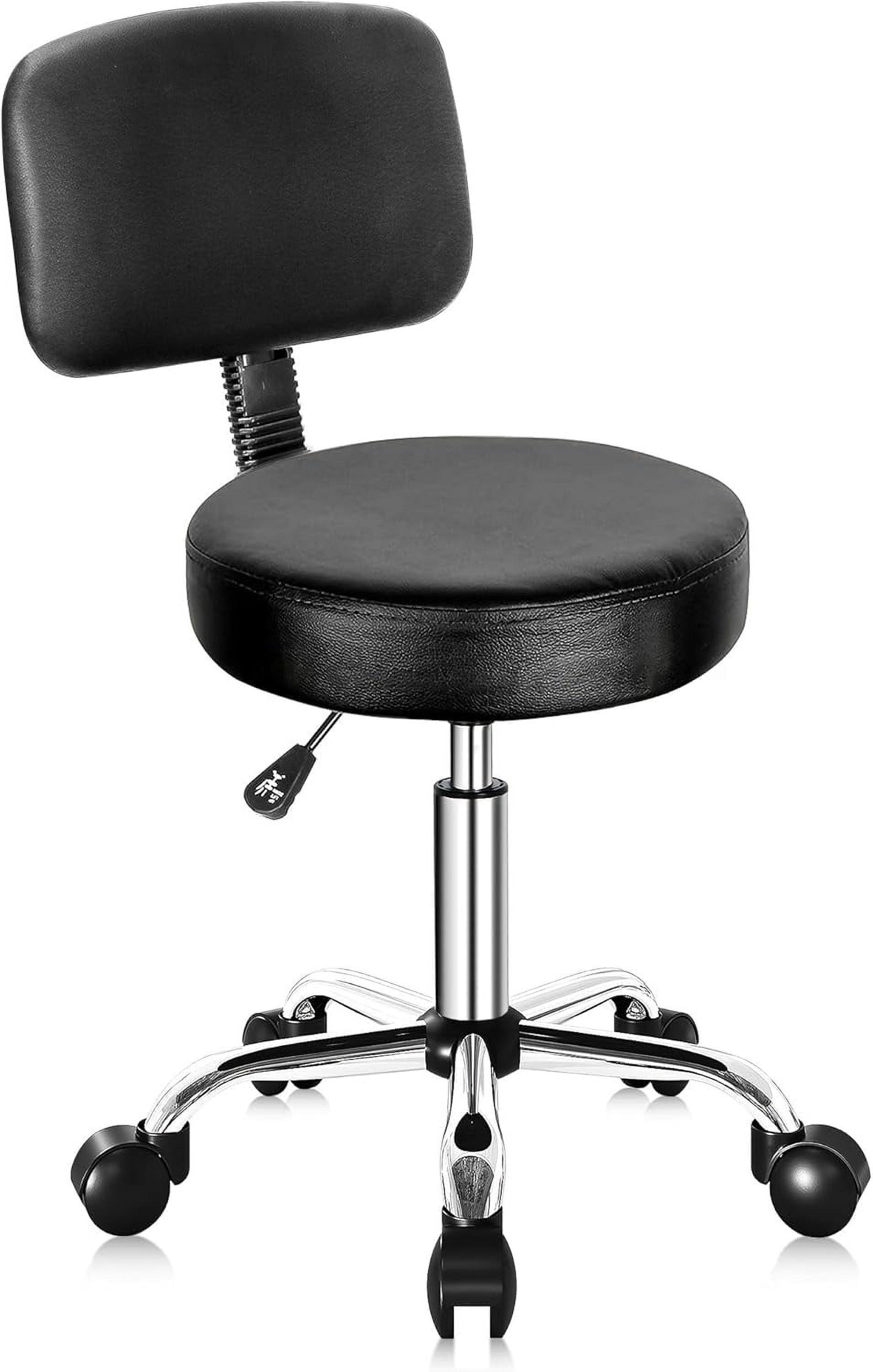 SSyao Rolling Stools with Wheels PU Leather Adjustable Height Swivel ...