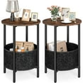 thumbnail image 1 of SSyao Round End Table, Small Side Table with Removable Fabric Basket, Modern Bedside Table with Metal Frame, Sofa Couch Accent Table for Small Space Living Room, Nightstand for Bedroom-Rustic Brown, 1 of 10