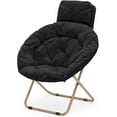thumbnail image 1 of SSyao Saucer Chair with Removable Headrest, Folding Moon Chair for Adults, Oversized Comfy Reading Seat for Bedroom, Living Room, Dorm Room, Apartment (Black), 1 of 11