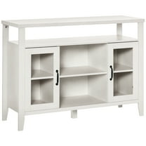 SSyao Sideboard Storage Buffet Cabinet w/ Glass Door & Drawer for Living Room,White