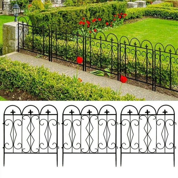 SSyao Tall Garden Fencing Rustproof Border Fence Edging Heavy Duty Metal Panels 5 Pack