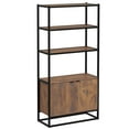 thumbnail image 1 of SSyao Tall Wooden Rustic 3-Tier Open Space Shelving with Bottom Hutch Storage Unit, 1 of 11