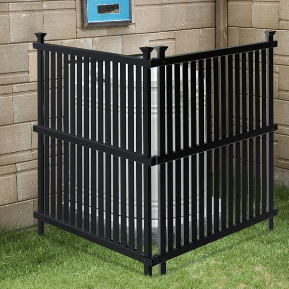 SSyao Vinyl Fence Panels 2 Pack Outdoor Picket Privacy Screen Fence, 2PCS White PVC Fence Panel, 48" H X 36" W (Black)