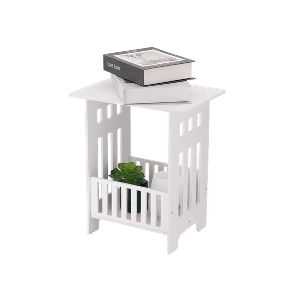 SSyao White Bedside End Table Modern Bedroom Nightstand Table Stand Holder for Books