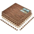 thumbnail image 1 of SSyao Wood Grain Floor Tiles Foam Mat EVA Interlocking Mats Tile 3/8-Inch Thick Flooring Wood Puzzle Exercise Mats w/Borders -12 Tiles (48 Sq ft)-Wood Grain - Dark, 1 of 10