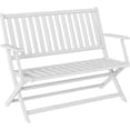 thumbnail image 1 of SSyao Wood Outdoor Bench, 2-Person Foldable Patio Acacia Wood Garden Bench with Backrest and Armrests for Garden, Porch, Park, Balcony, White, 1 of 10