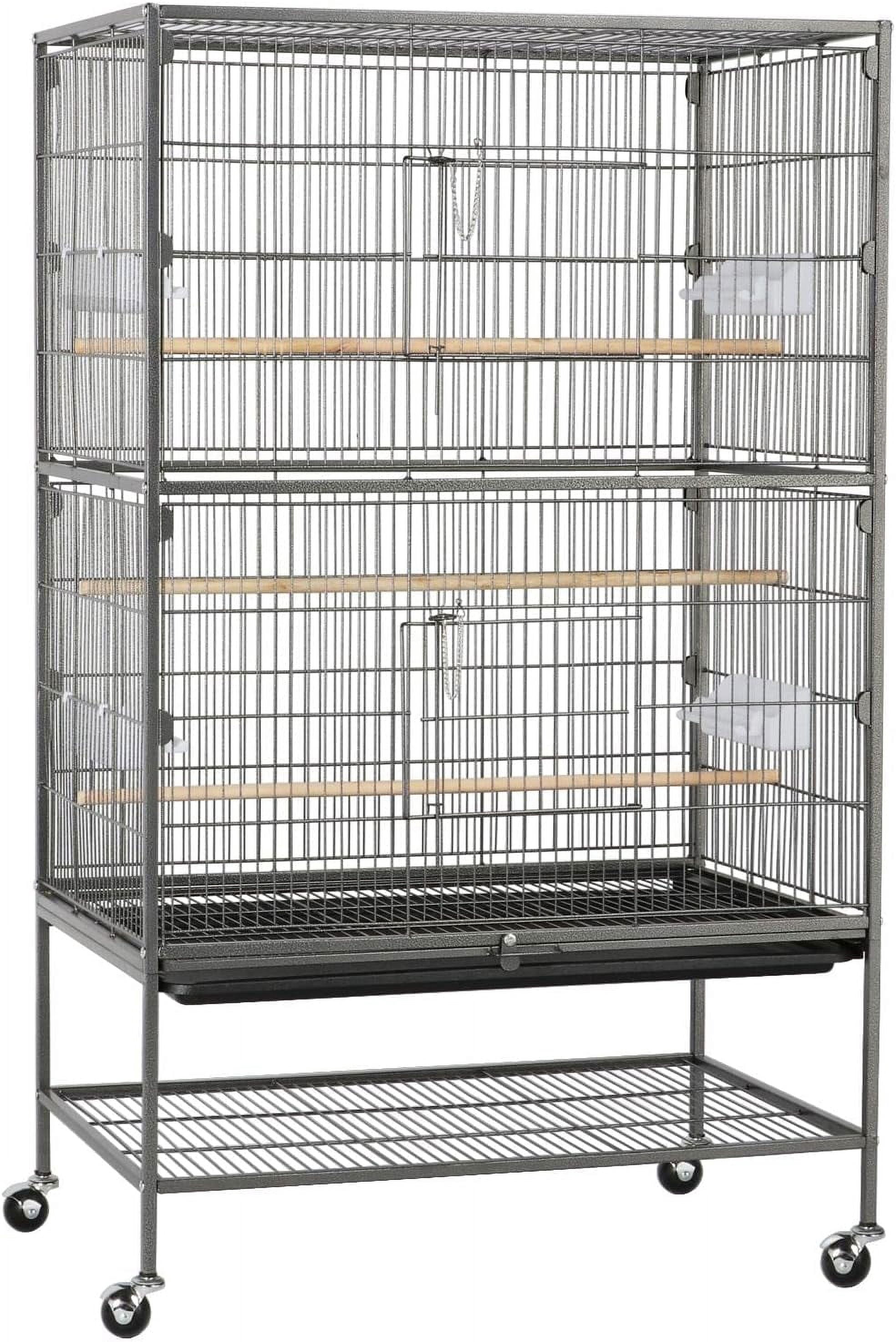 SSyao Wrought Iron Large Flight Parrot Bird Cage with Rolling Stand for ...