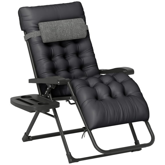 SSyao Zero Gravity Folding Patio Recliner, Soft Reclining, Cup Holder-Black