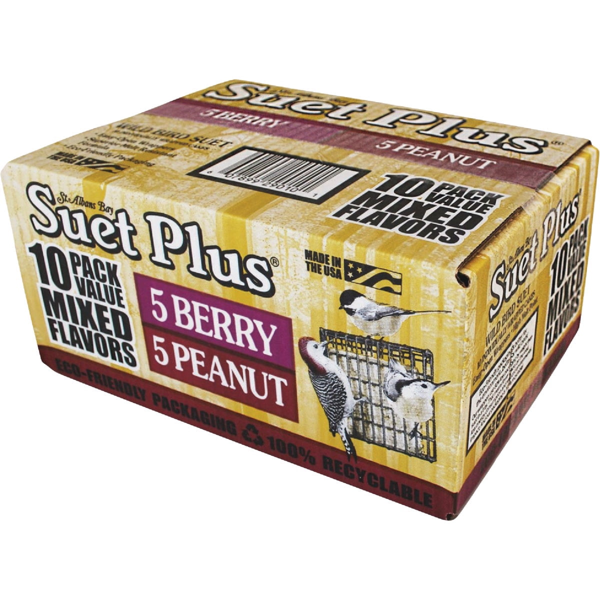 ST. ALBANS BAY SUET PLUS Suet Cake Variety Packs  11 oz. Wild Bird Suet Cakes  Peanut and Berry, 10 Pack