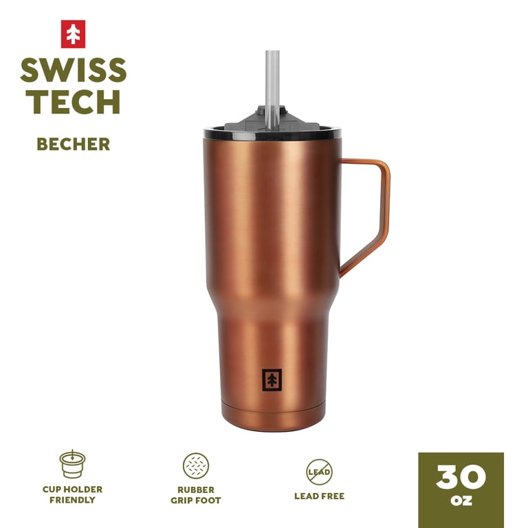 Swiss Tech Becher Bronze 30oz Water Bottle with Handle, Triple