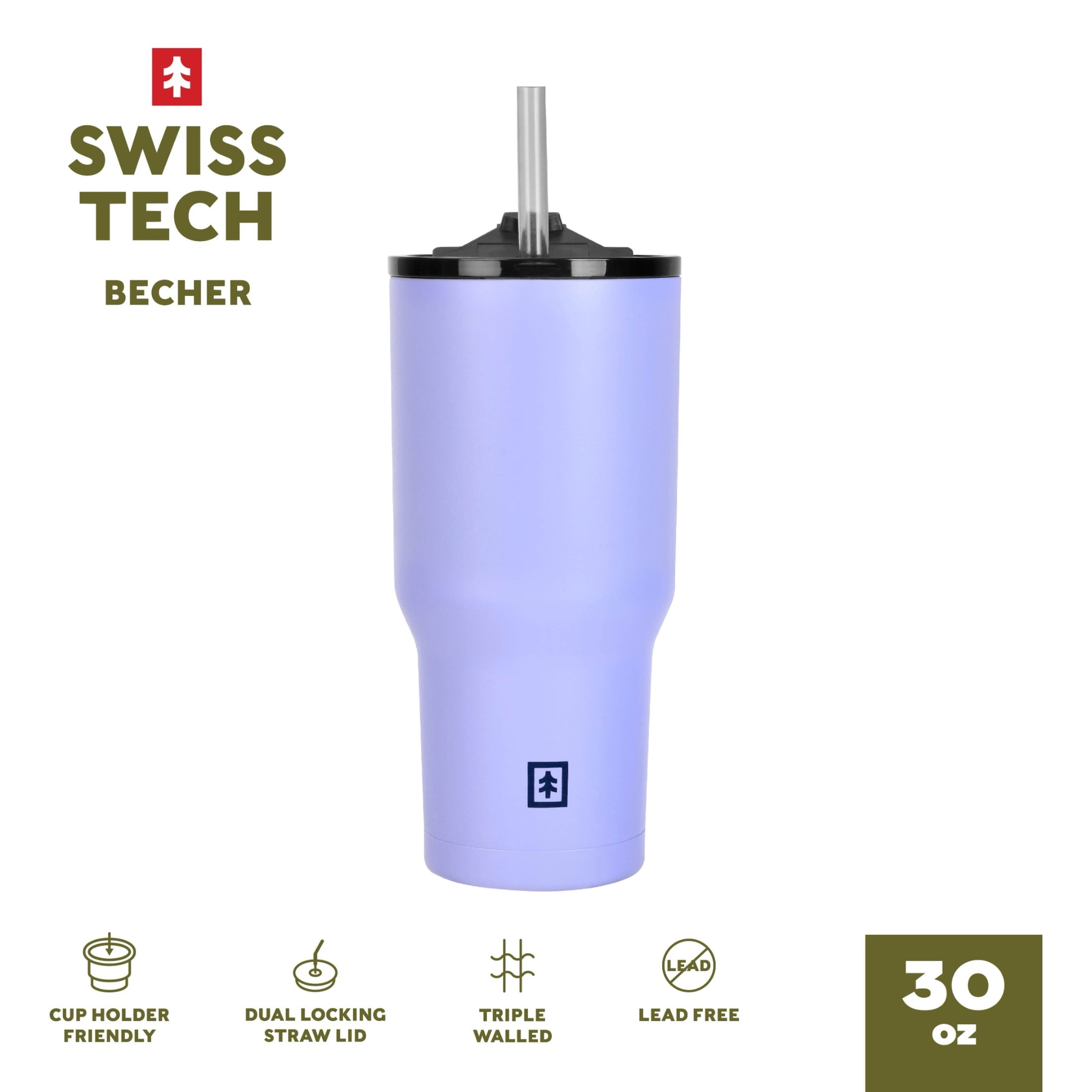 Swiss Tech Becher 30 oz Stainless Steel Water Bottle with Handle
