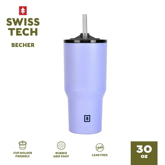 Swiss Tech Becher Myrtle Purple 30oz Water Bottle, Triple-Wall Copper Lined, Leak Proof