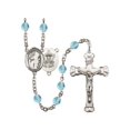 thumbnail image 1 of ST. BRENDAN the NAVIGATOR/Navy Silver-Plated Rosary 6mm March Light Blue Fire Polished Beads Crucifix Size 1 5/8 x 1 medal, 1 of 1
