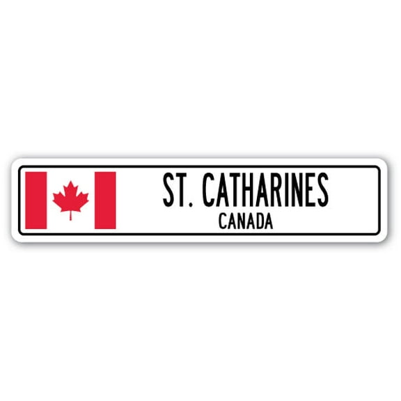 ST. CATHARINES CANADA Street Sign Canadian flag city country road wall gift