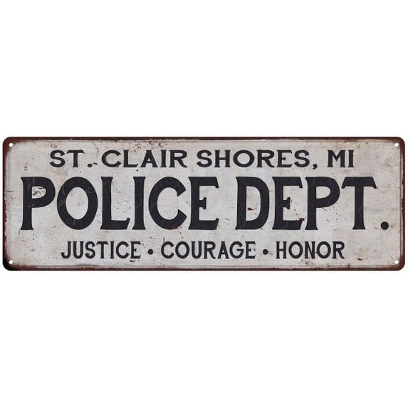 ST. CLAIR SHORES, MI POLICE DEPT. Home Decor Metal Sign Gift 8x24 108240012608