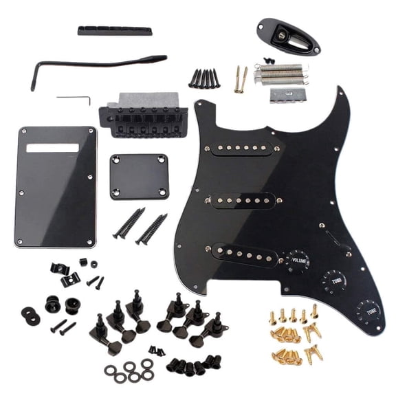 ST Electric Guitar Accessory Set, DIY Guitar Pickup Pickguard Back Cover, Bridge System Installation Kit, Pre-wired Pickguard, SSS Pickups, Bridge, and Other Accessories
