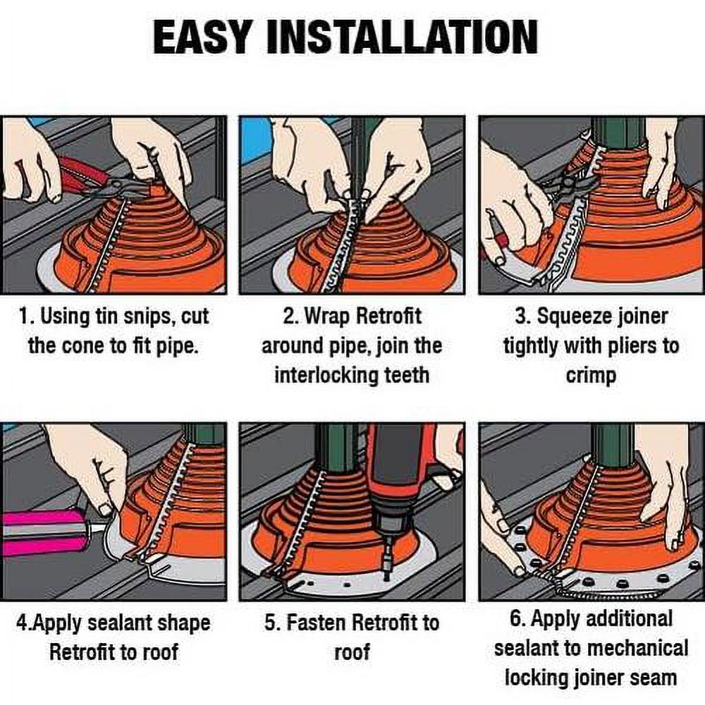 ST Fastening Roofjack Round Retrofit EPMD Pipe Flashing Boot (3 (Pipe