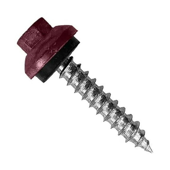 ST Fastening ZXL Tapping Woodbinder Metal-to-Wood #14 X 1-1/2" Burgundy Screws with EPDM Rubber Washer, 250-Count - Designed for Metal Roofing and Siding Panels