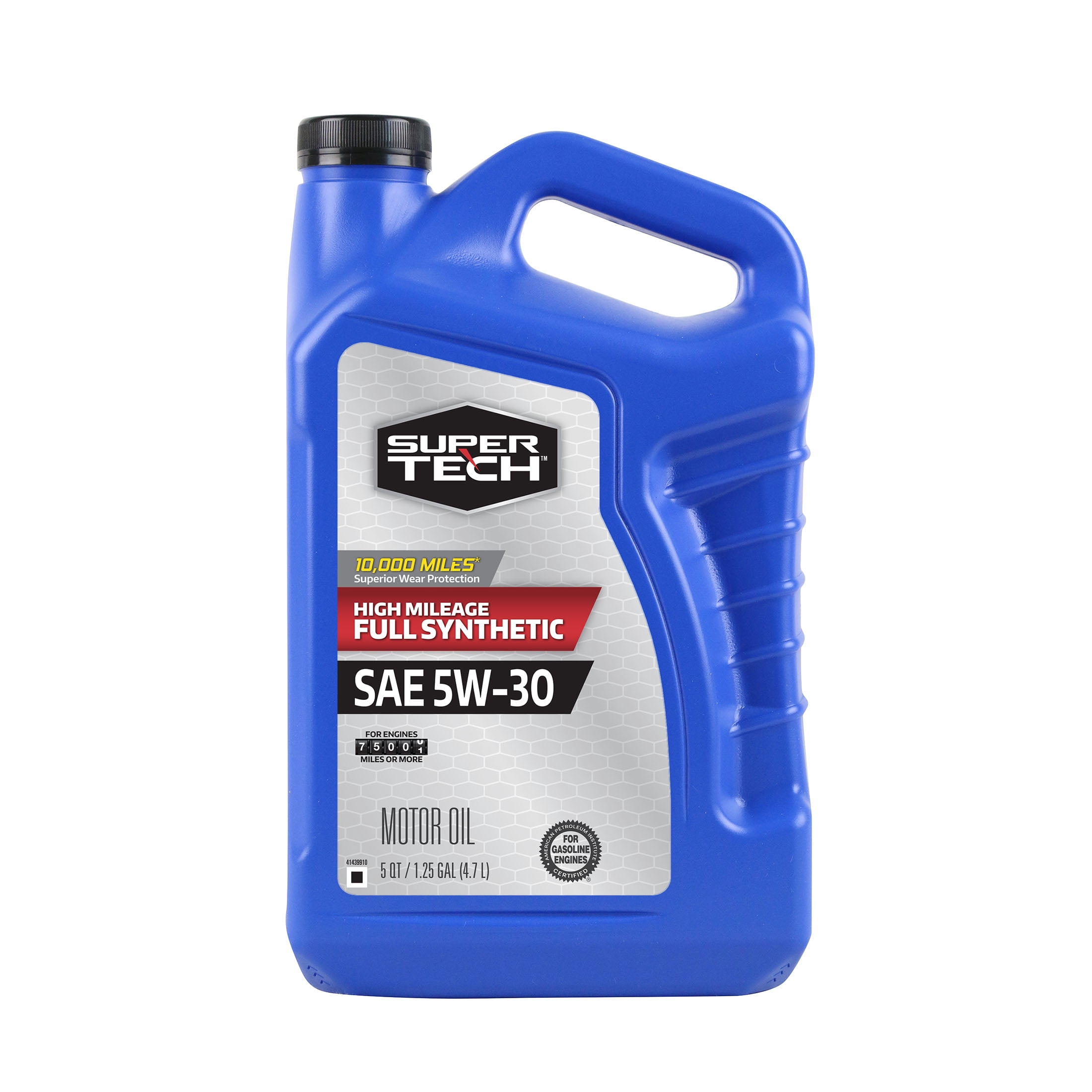 Super Tech High Mileage Full Synthetic SAE 5W-30 Motor Oil, 5 Quarts
