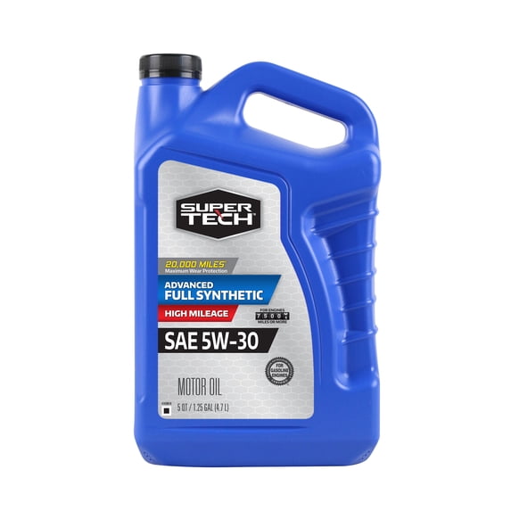 Super Tech Advanced High Mileage Full Synthetic SAE 5W-30 Motor Oil, 5 Quarts