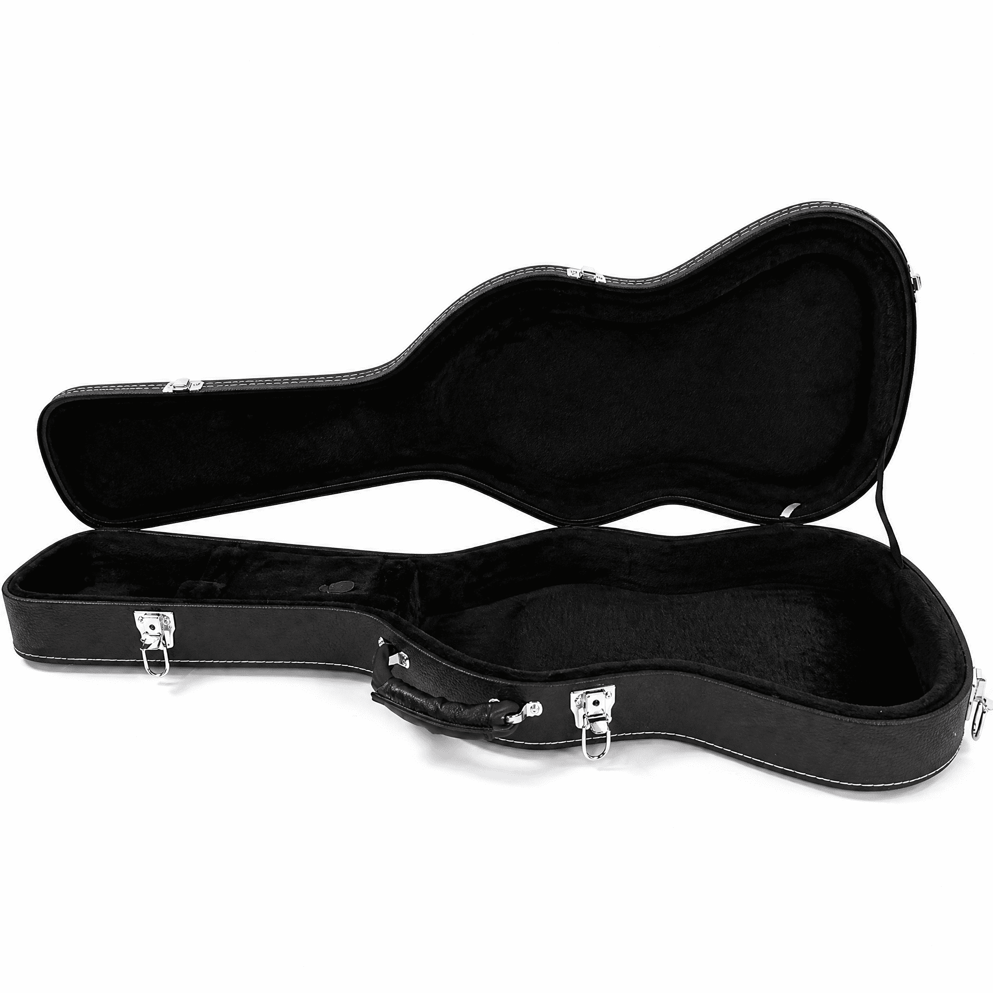 ST High Grade Electric Guitar Hard Case Lockable Wood Case with Plush Lining & Accessory Compartment Black