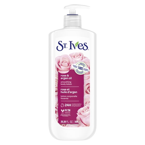 St. Ives Rose & Argan Oil Hand & Body Lotion, Smoothing Body Care for Dry Skin, 20.28oz