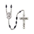 thumbnail image 1 of ST. JOHN XXIII Silver-Plated Rosary 8x5mm Black Onyx Beads Crucifix Size 1 3/4 x 1 medal charm, 1 of 1
