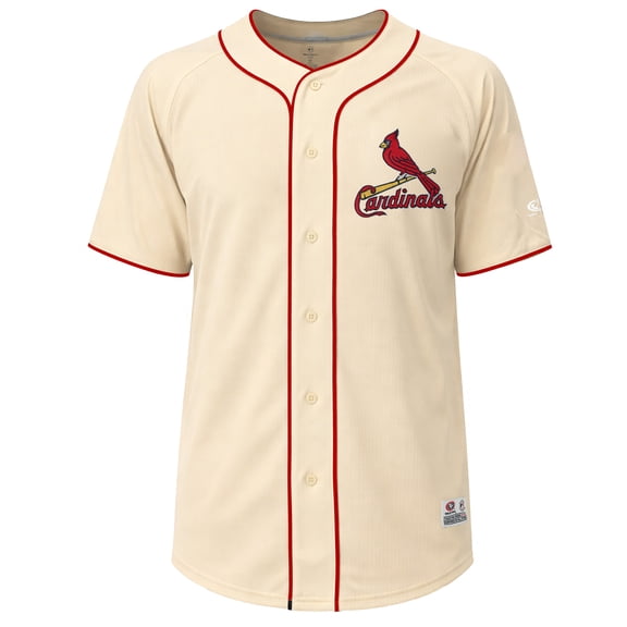MLB St Louis Cardinals Men's Cream Full Button Jersey