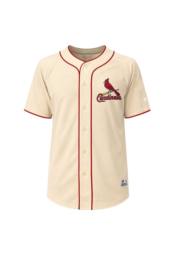 MLB St Louis Cardinals Men's Cream Full Button Jersey