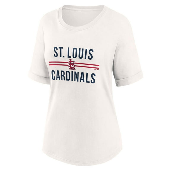 St. Louis Cardinals Women's White Out Run Bi-Blend Rolled Cuff T-Shirt, Up to Size 3XL
