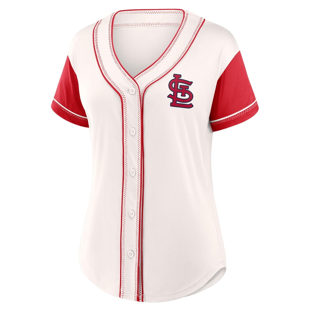 St. Louis Cardinals Women's White Push The Limits Polyester Full-Button Jersey, Up to Size 3XL 